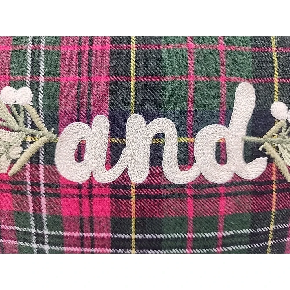 PIER 1 MERRY and BRIGHT Holly Sprig THROW PILLOW Red And Green Plaid 18